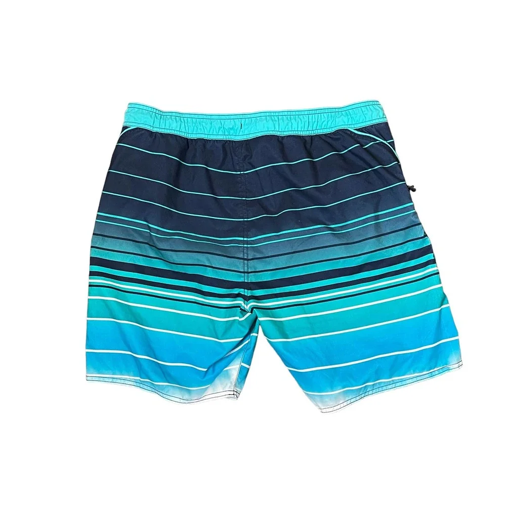 Roundtree & Yorke Swim Trunks Men Large Swimwear Board Short Striped Zip Pockets
